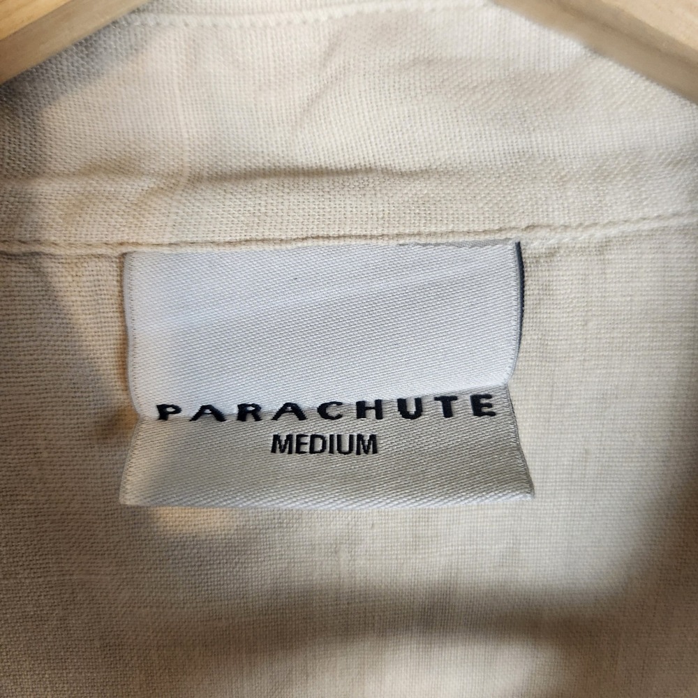 Parachute Linen Shirt Women's Medium Beige Button Down Relaxed Fit Minimalist - Picture 3 of 7